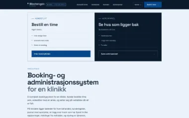 Skjermfangst av forsiden til Bookingsystem