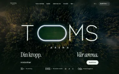 Skjermfangst av forsiden til Toms Arena