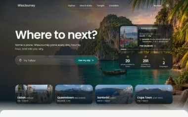Skjermfangst av forsiden til WiseJourney