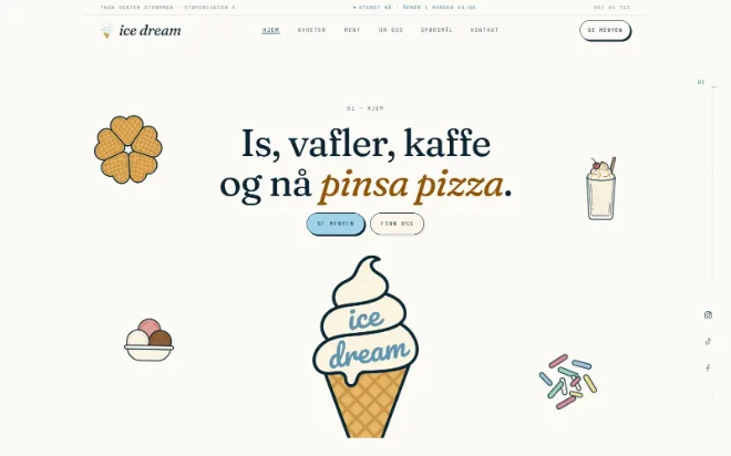 Skjermfangst av forsiden til Ice Dream